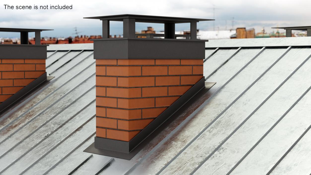 Brick Chimney Rectangular Corner Base 3D