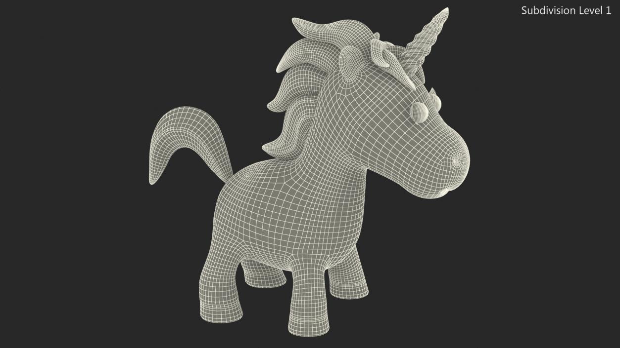 Pink Cartoon Unicorn Rigged 3D