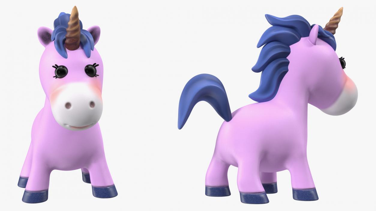 Pink Cartoon Unicorn Rigged 3D