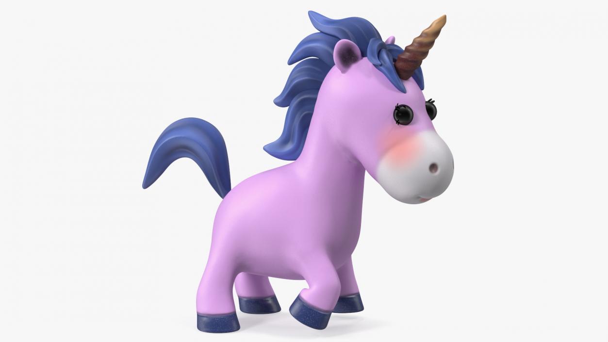 Pink Cartoon Unicorn Rigged 3D