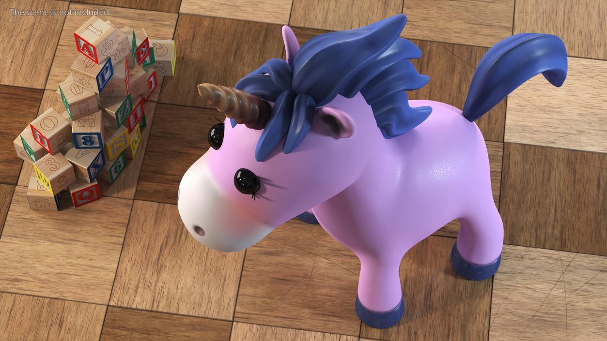 Pink Cartoon Unicorn Rigged 3D