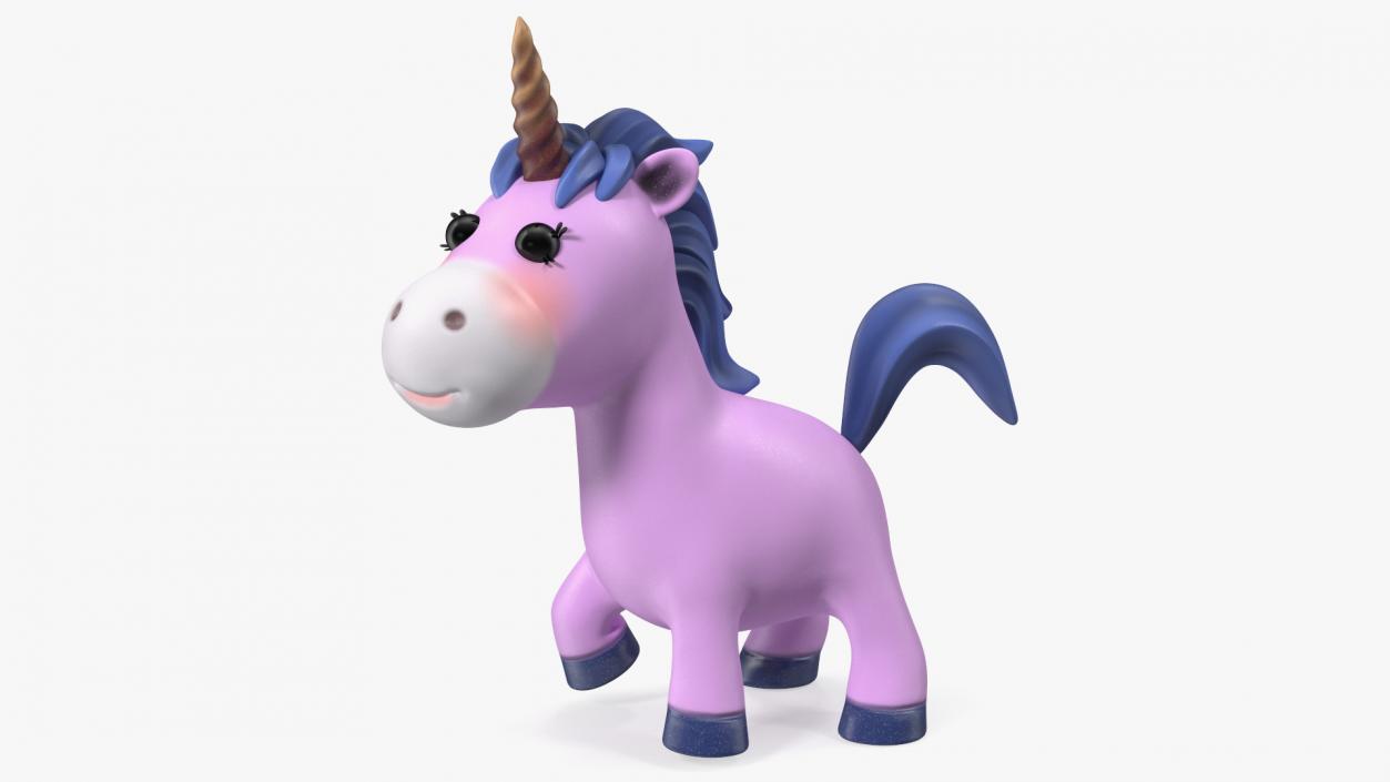 Pink Cartoon Unicorn Rigged 3D