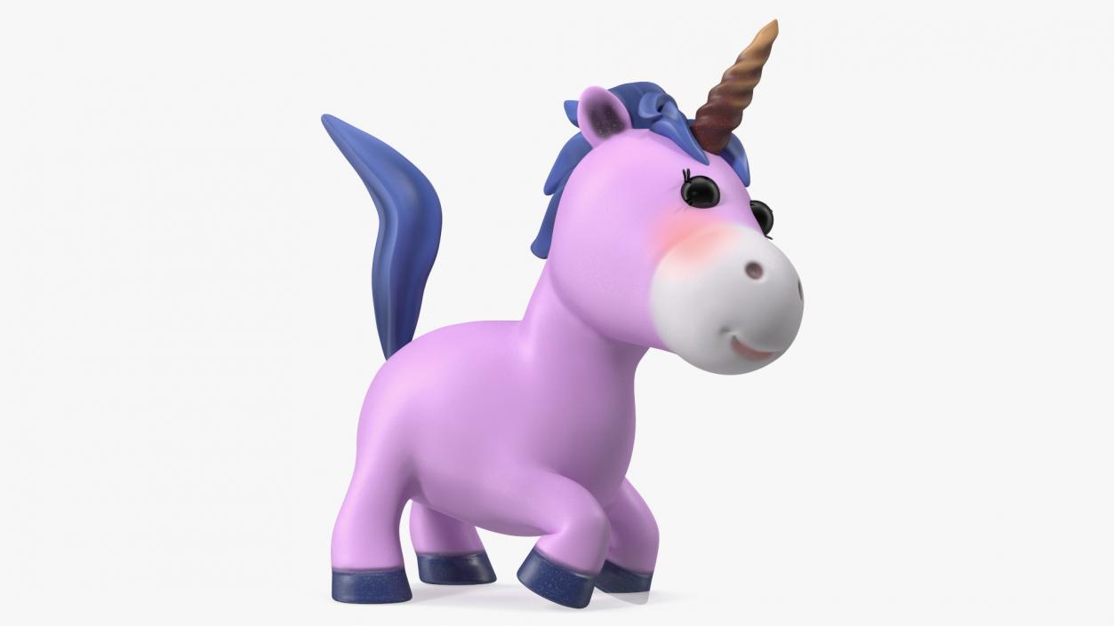 Pink Cartoon Unicorn Rigged 3D