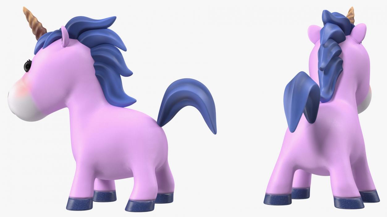 Pink Cartoon Unicorn Rigged 3D