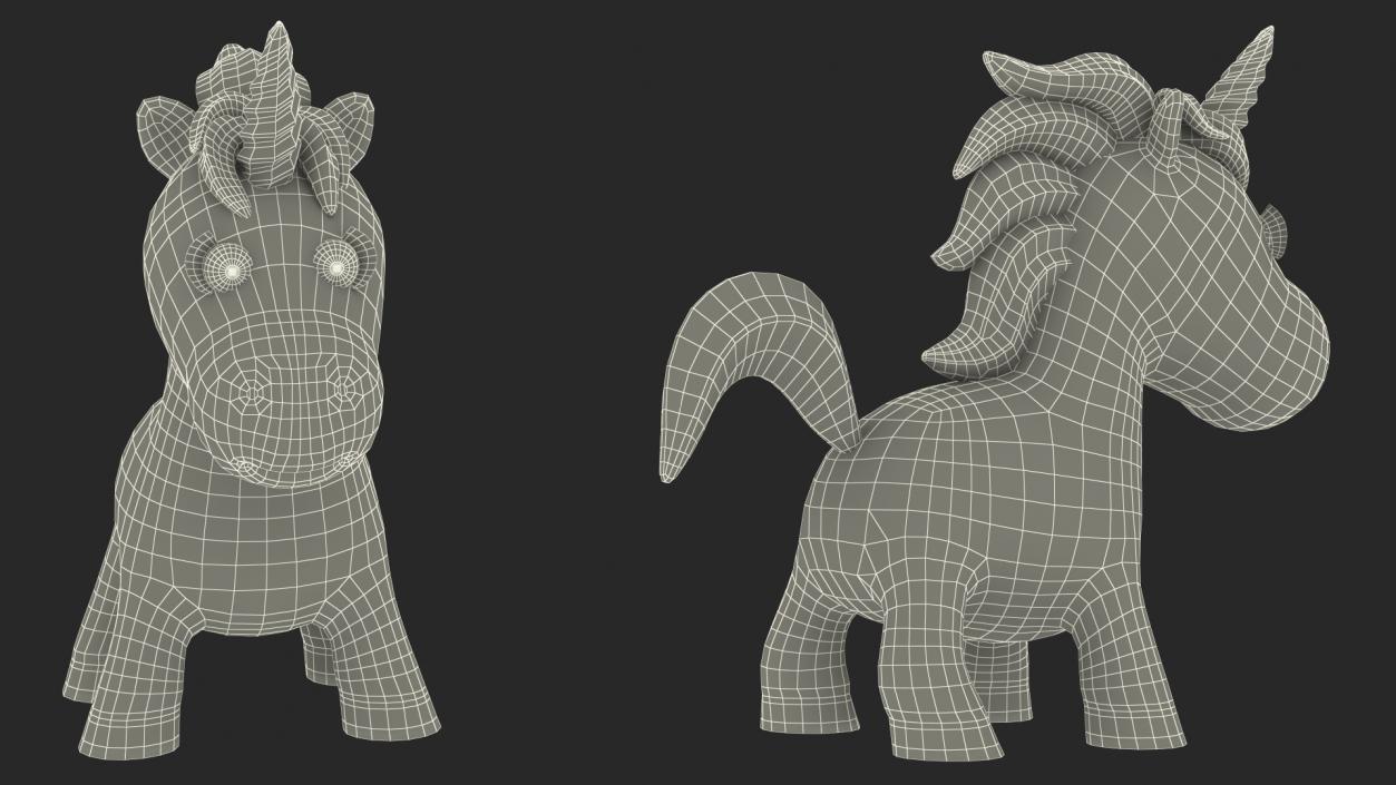 Pink Cartoon Unicorn Rigged 3D