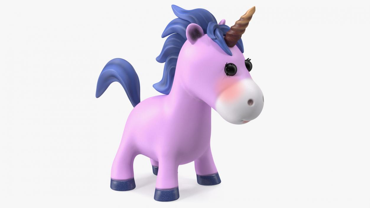 Pink Cartoon Unicorn Rigged 3D