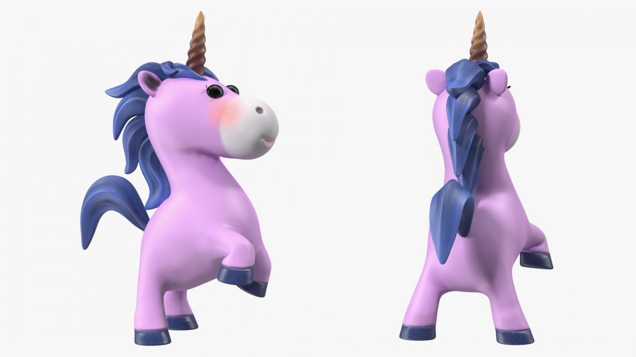 Pink Cartoon Unicorn Rigged 3D