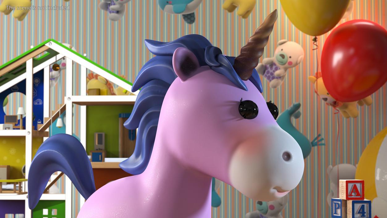 Pink Cartoon Unicorn Rigged 3D