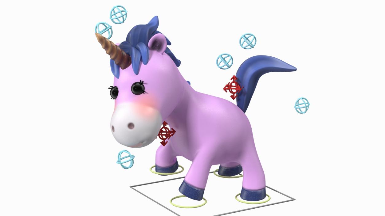 Pink Cartoon Unicorn Rigged 3D