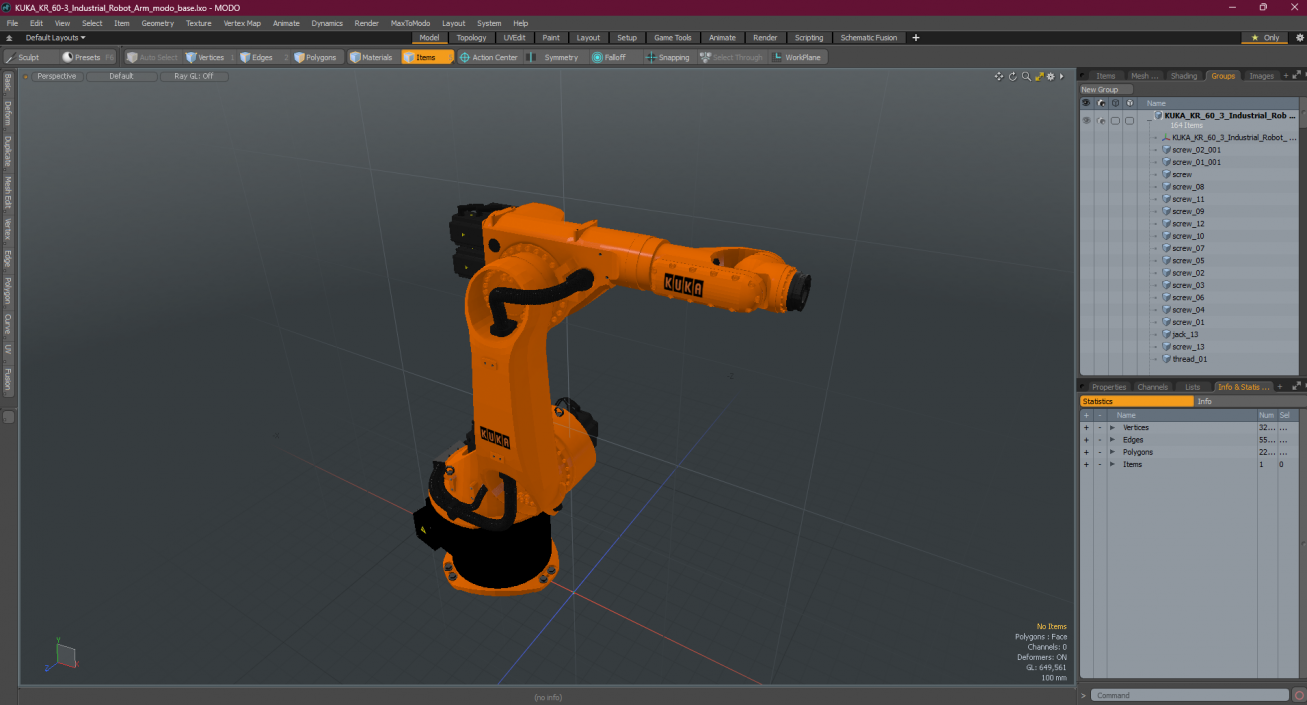 3D KUKA KR 60-3 Industrial Robot Arm model