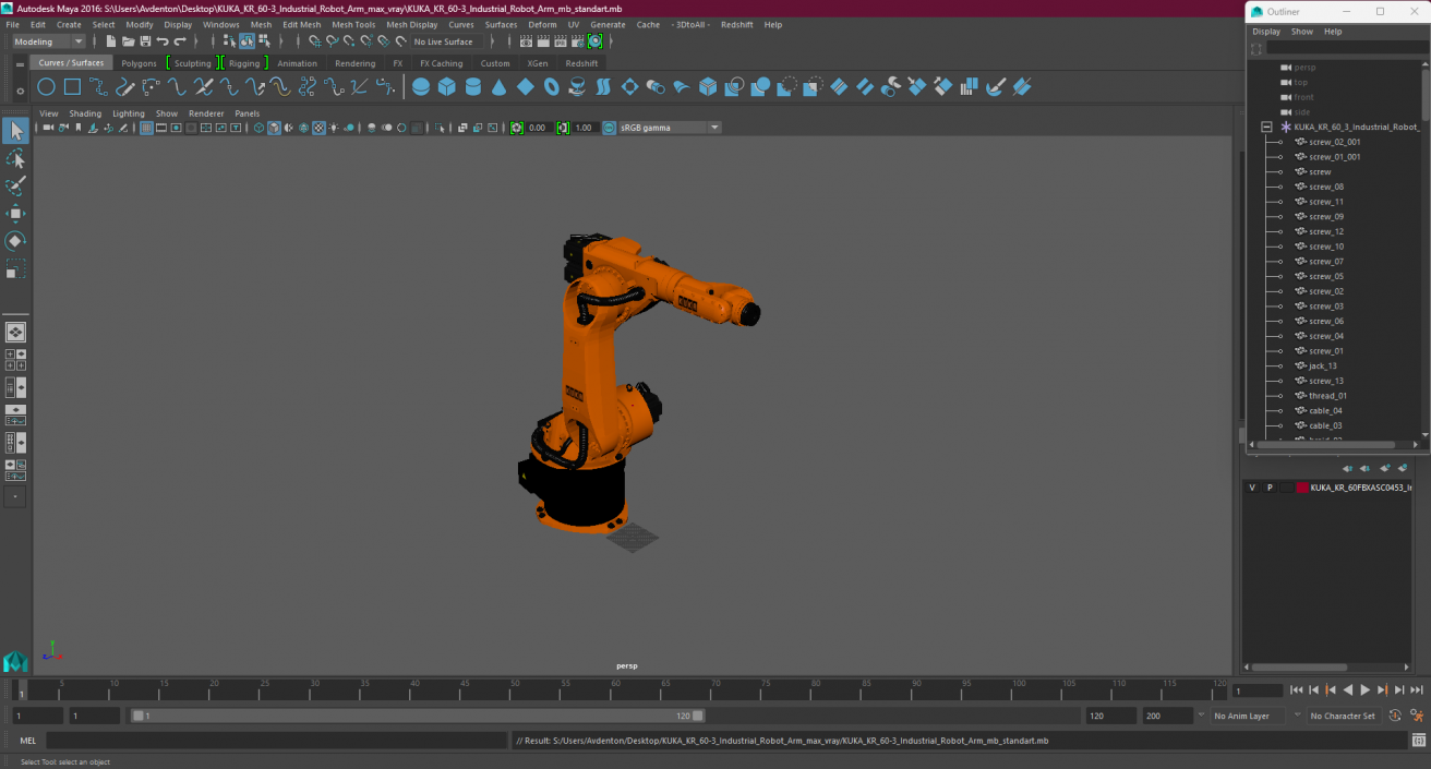 3D KUKA KR 60-3 Industrial Robot Arm model