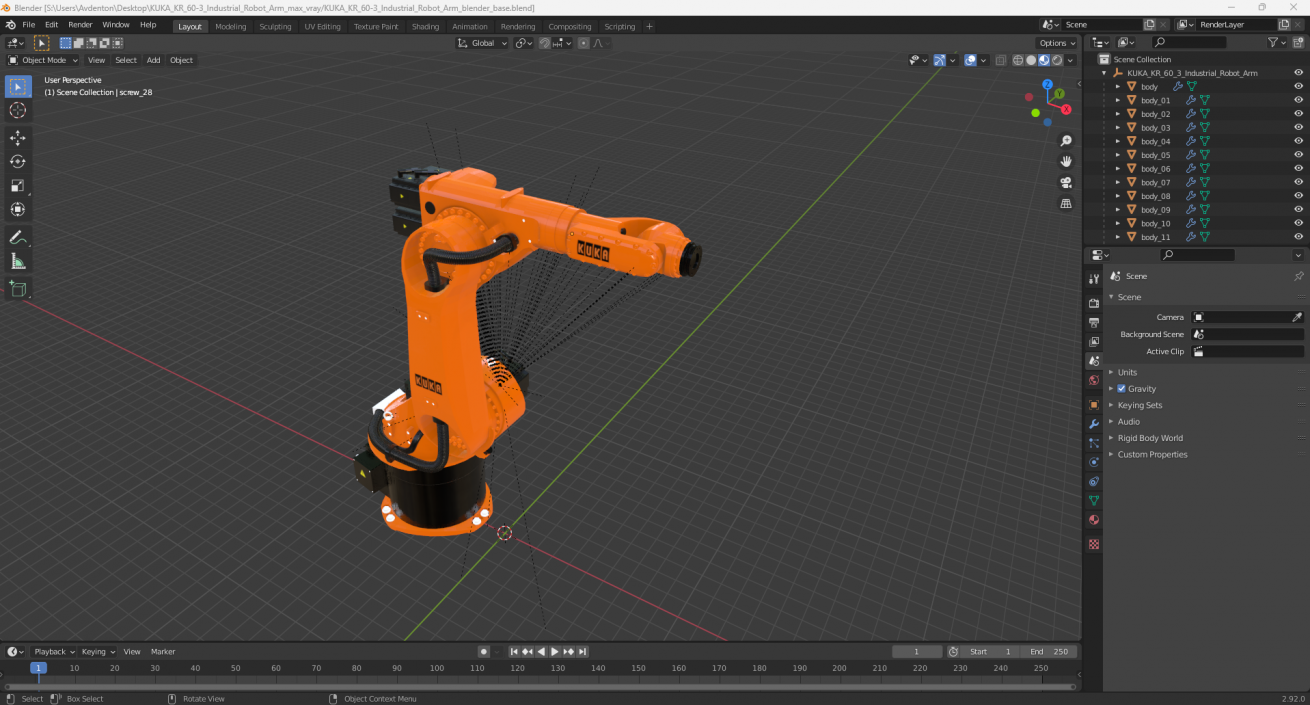 3D KUKA KR 60-3 Industrial Robot Arm model