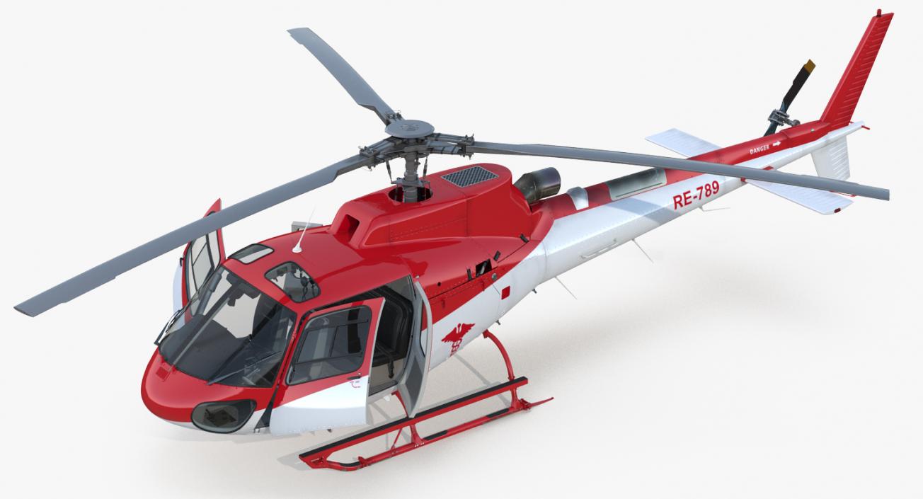 3D Medical Transport Helicopter Eurocopter AS 350 Rigged model