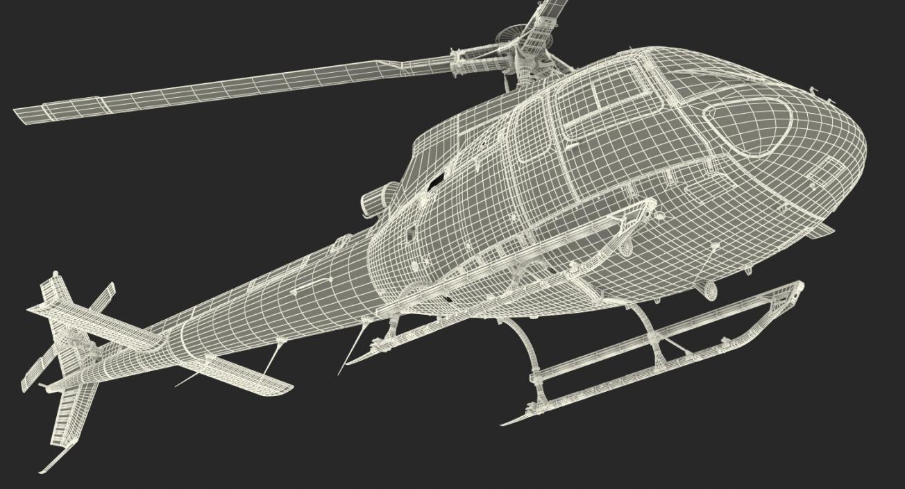 3D Medical Transport Helicopter Eurocopter AS 350 Rigged model