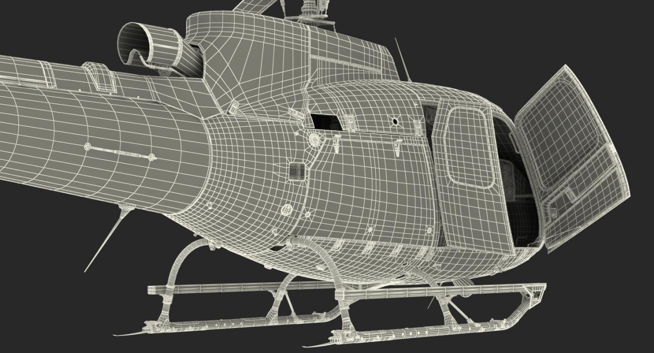 3D Medical Transport Helicopter Eurocopter AS 350 Rigged model