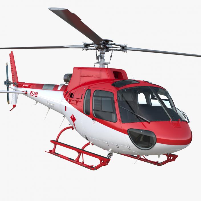 3D Medical Transport Helicopter Eurocopter AS 350 Rigged model