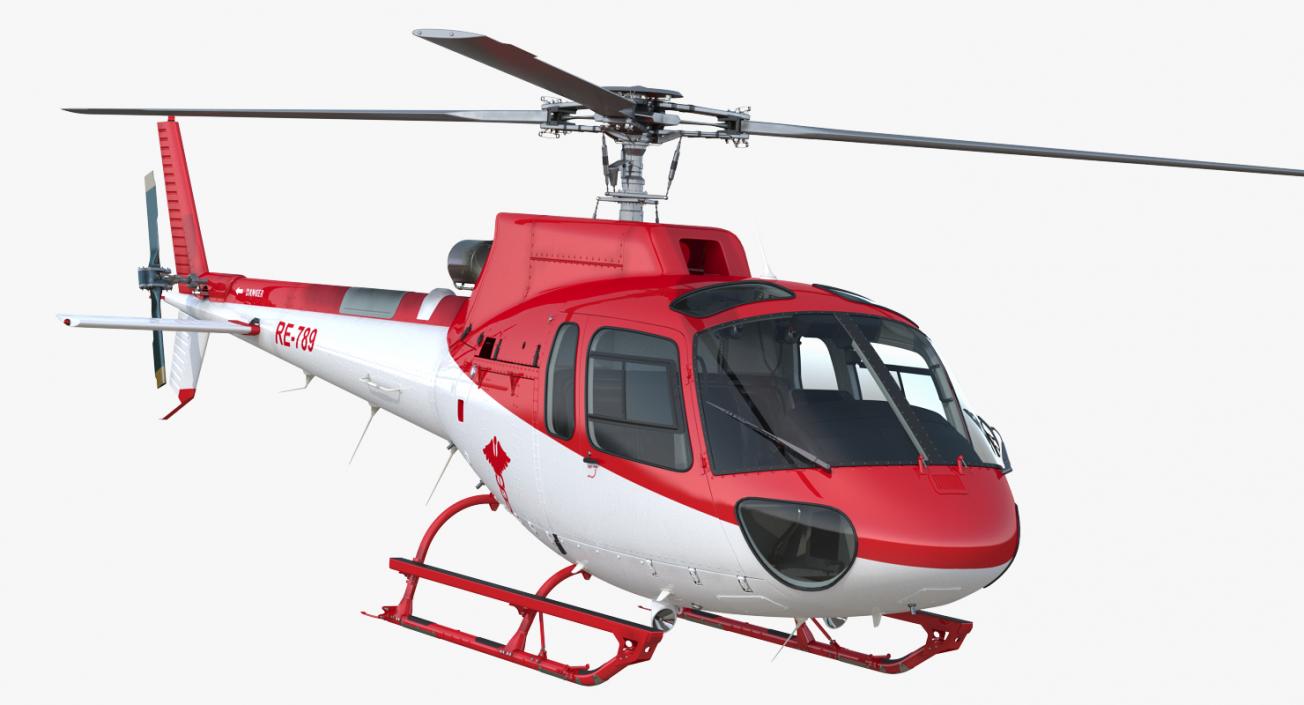 3D Medical Transport Helicopter Eurocopter AS 350 Rigged model