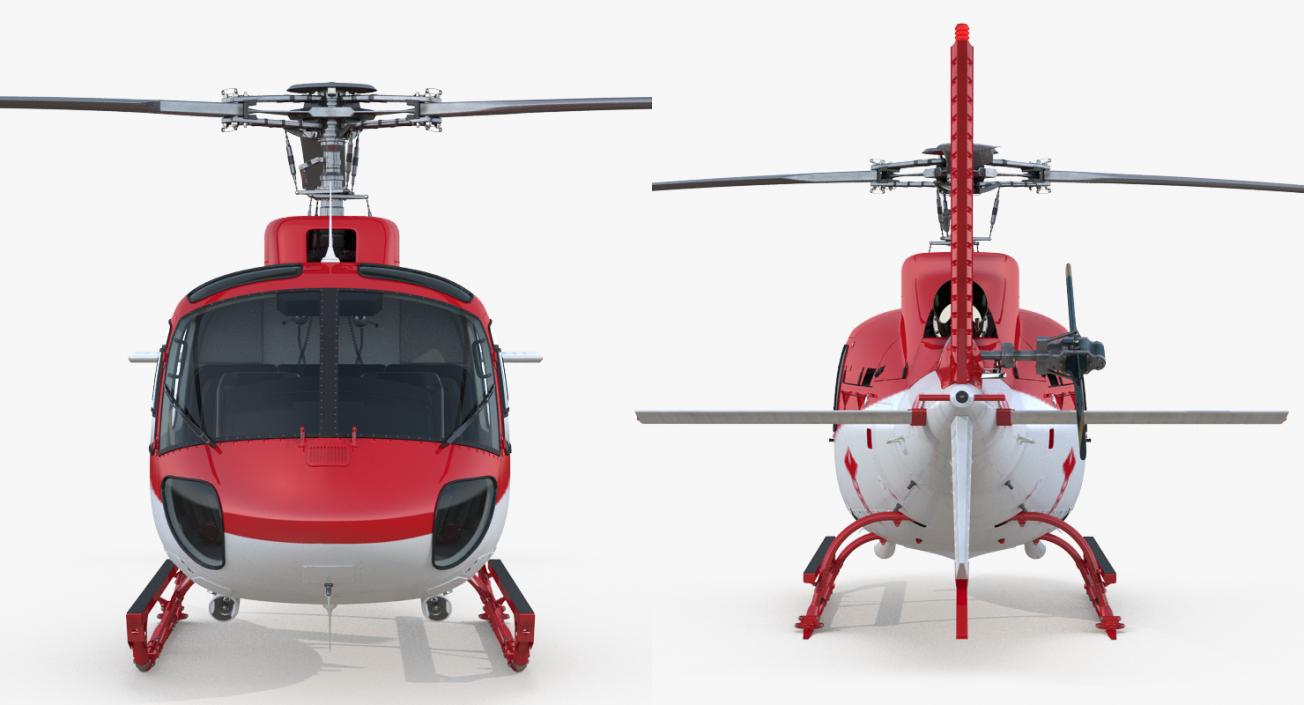 3D Medical Transport Helicopter Eurocopter AS 350 Rigged model