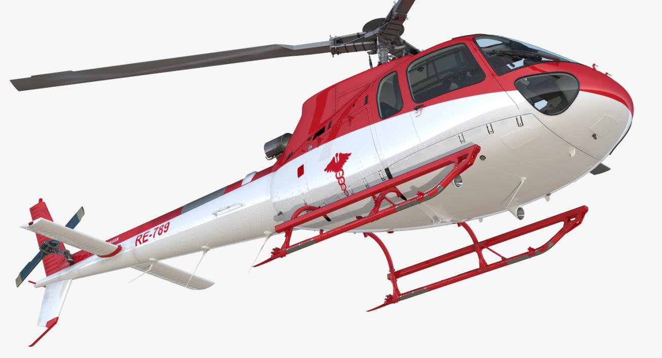 3D Medical Transport Helicopter Eurocopter AS 350 Rigged model