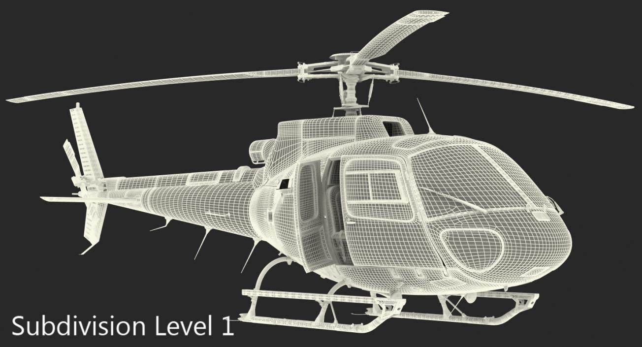 3D Medical Transport Helicopter Eurocopter AS 350 Rigged model