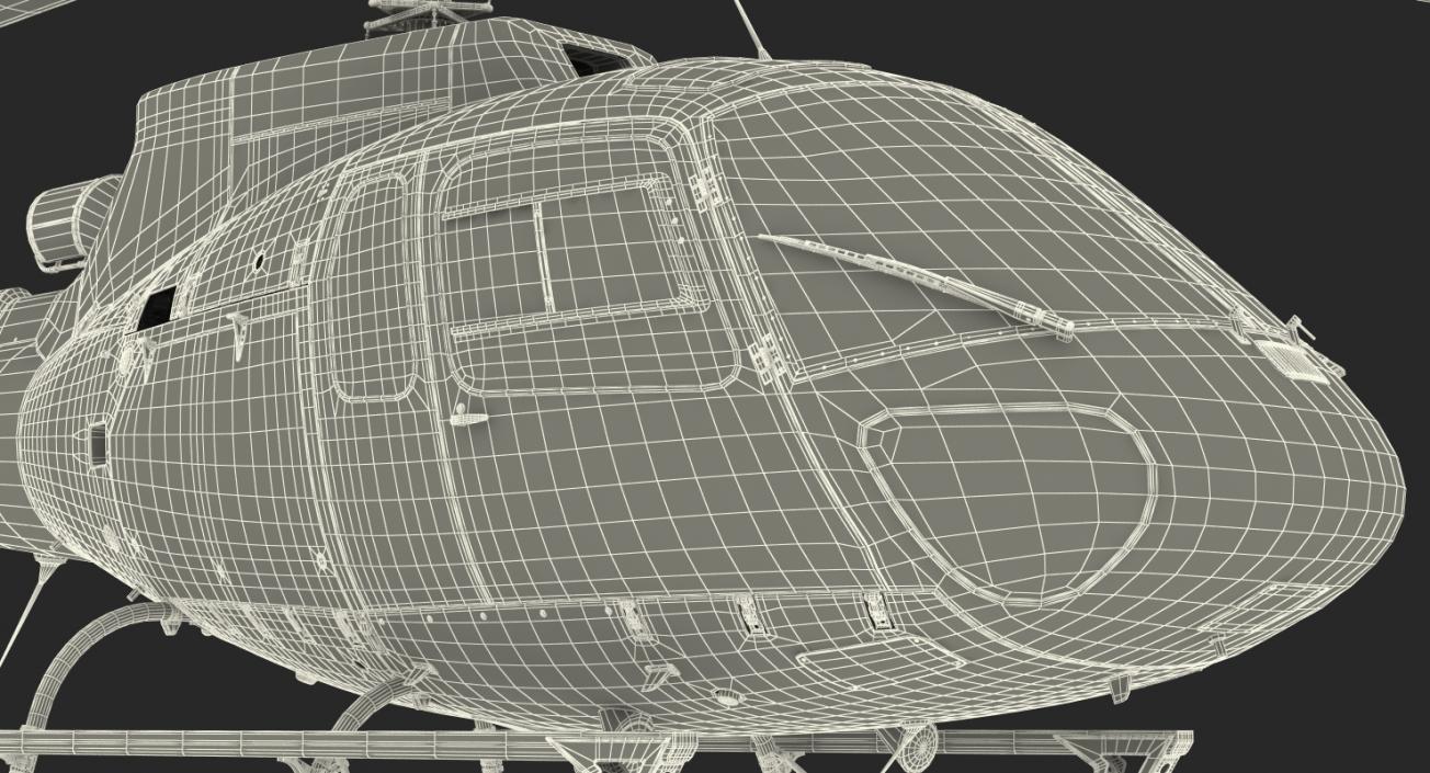 3D Medical Transport Helicopter Eurocopter AS 350 Rigged model