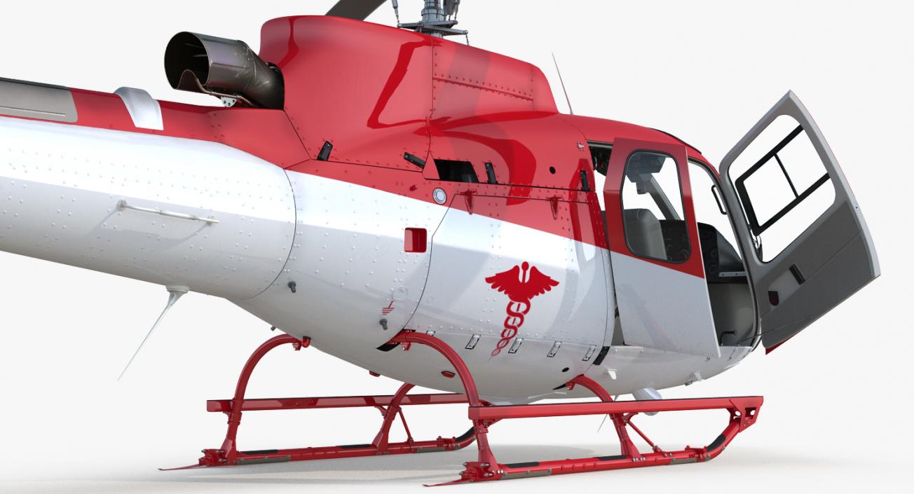 3D Medical Transport Helicopter Eurocopter AS 350 Rigged model