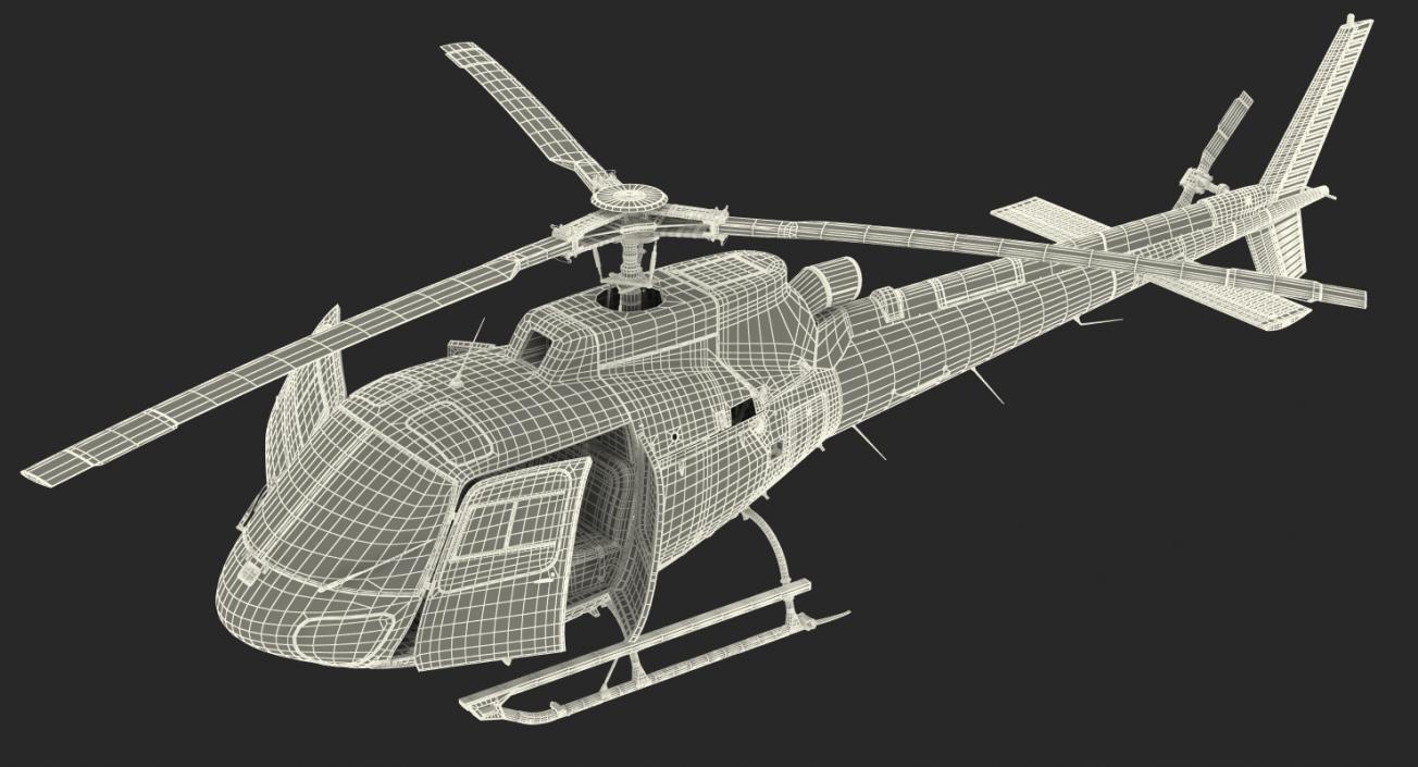 3D Medical Transport Helicopter Eurocopter AS 350 Rigged model