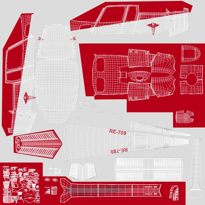 3D Medical Transport Helicopter Eurocopter AS 350 Rigged model