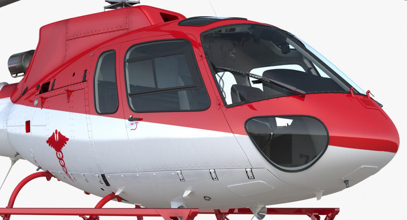 3D Medical Transport Helicopter Eurocopter AS 350 Rigged model