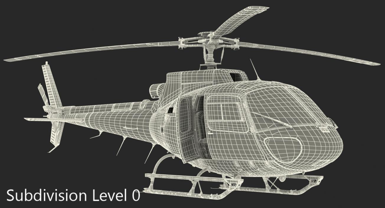 3D Medical Transport Helicopter Eurocopter AS 350 Rigged model