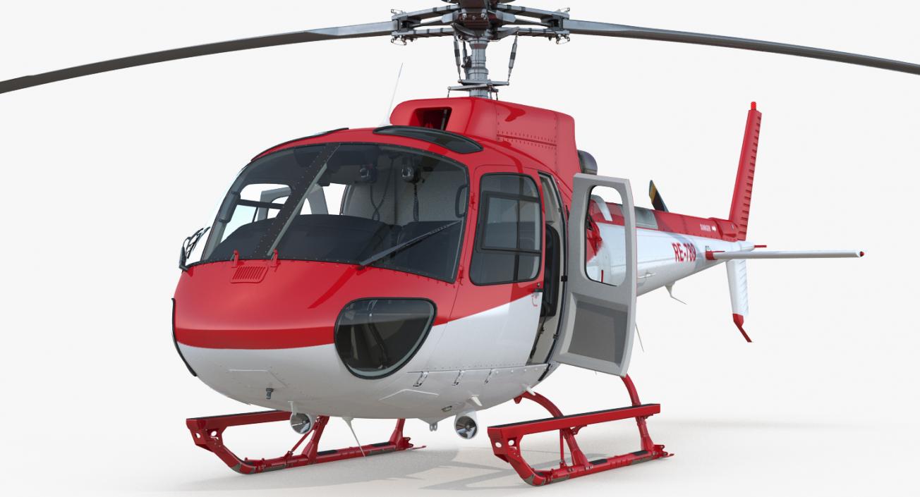 3D Medical Transport Helicopter Eurocopter AS 350 Rigged model