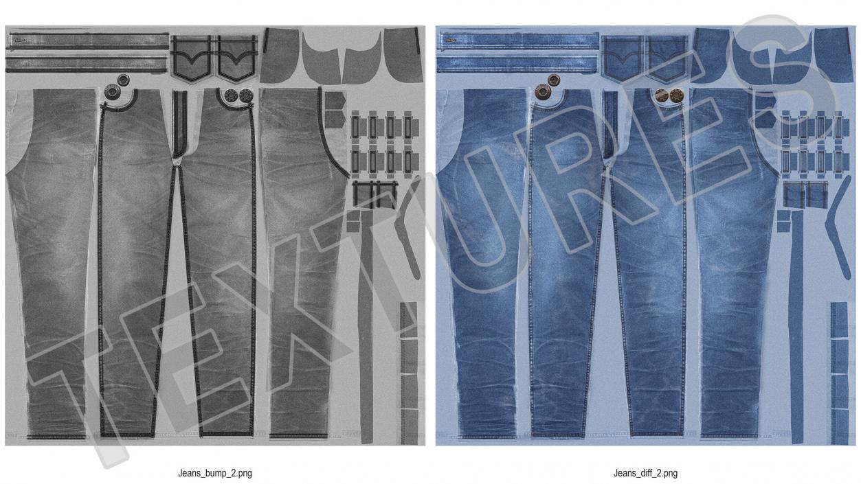 3D Casual Blue Denim Jeans model