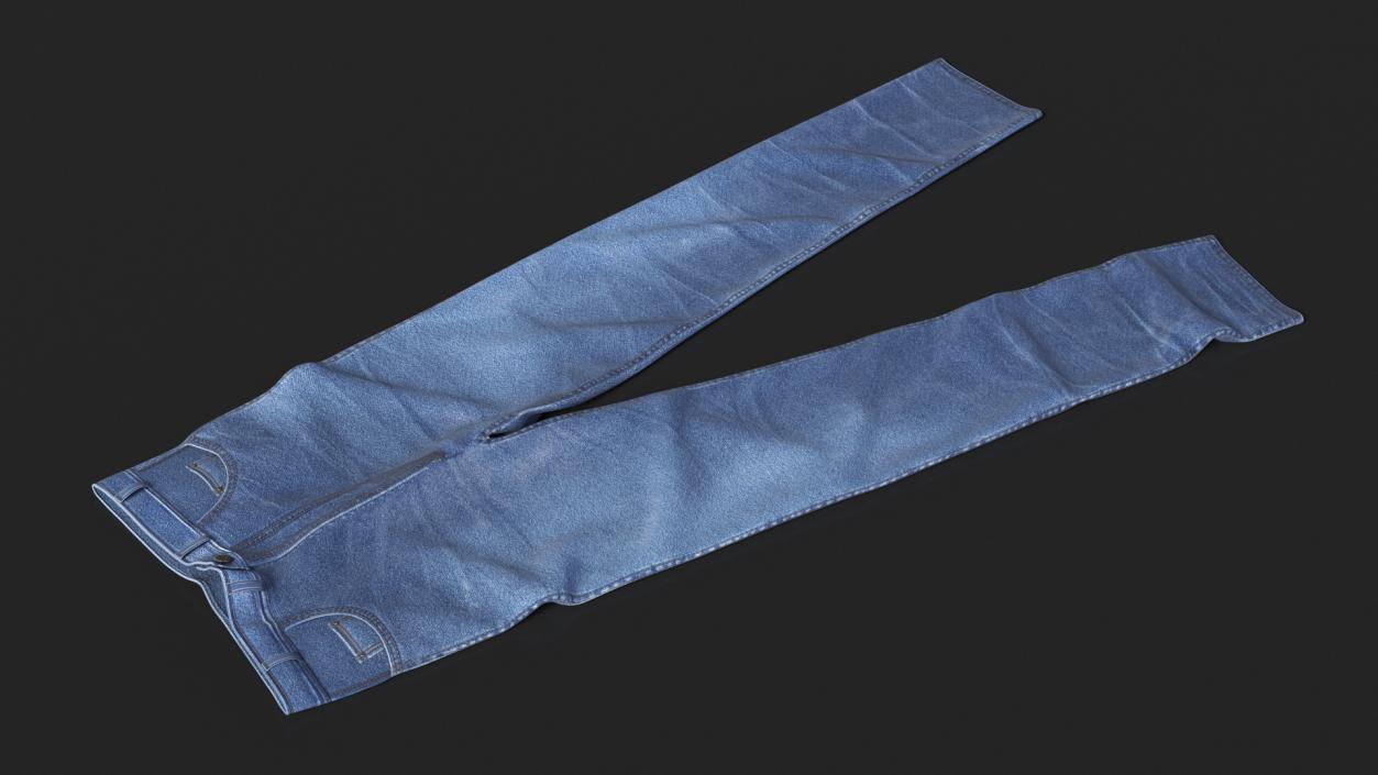 3D Casual Blue Denim Jeans model