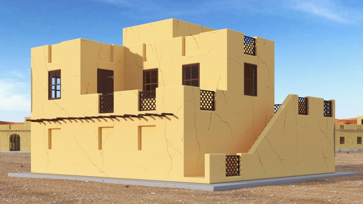 3D Cartoon Two Levels Arabian Style House model