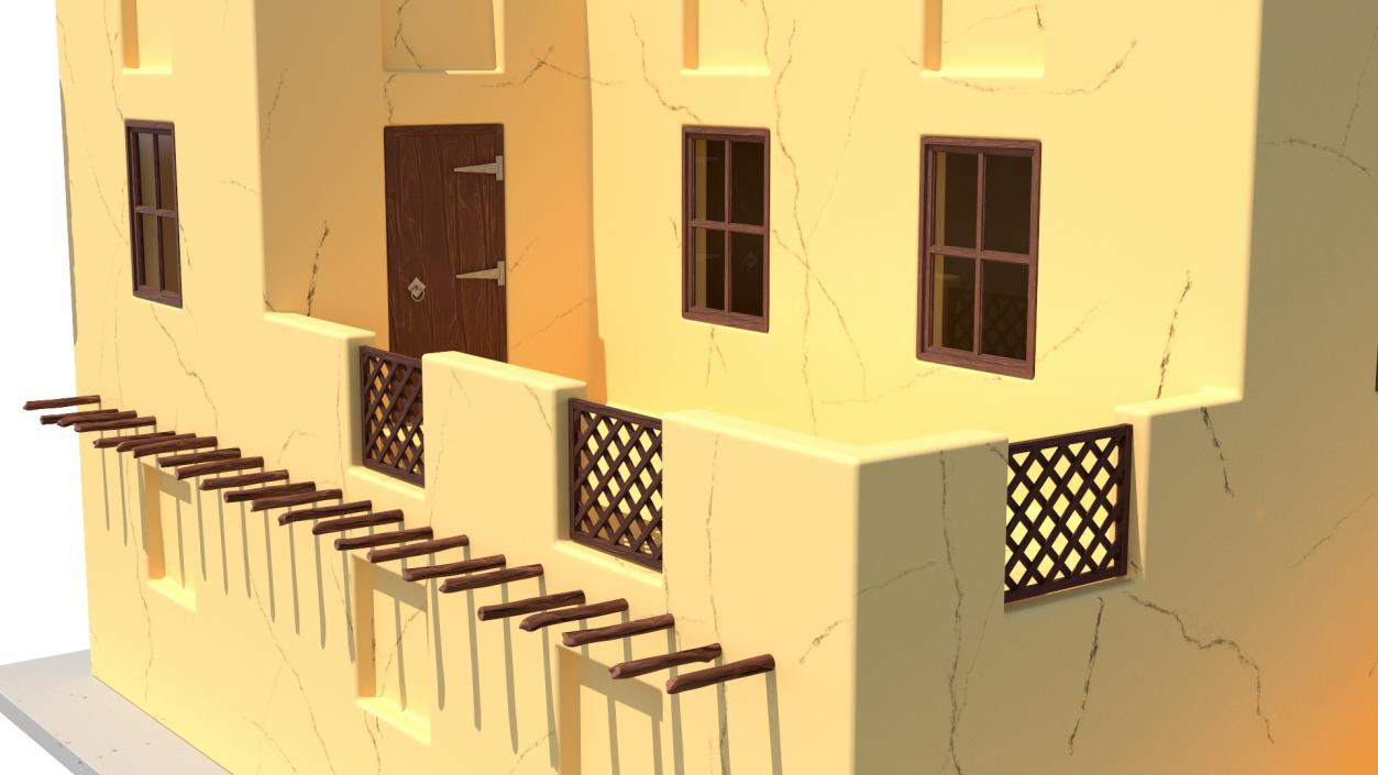 3D Cartoon Two Levels Arabian Style House model