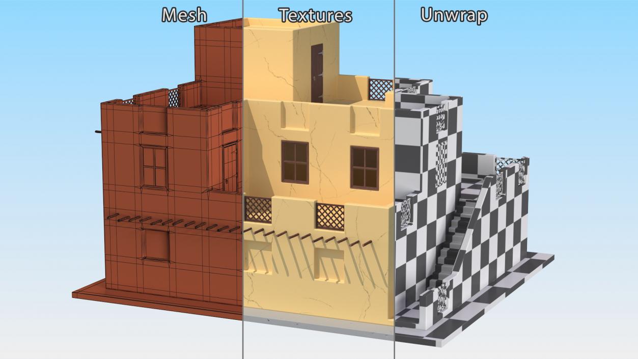 3D Cartoon Two Levels Arabian Style House model