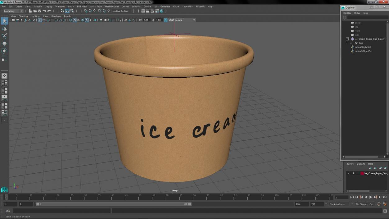 3D model Ice Cream Paper Cup Empty