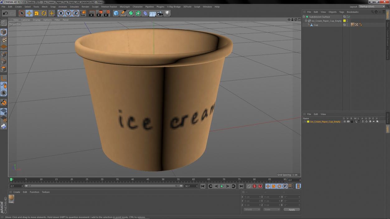 3D model Ice Cream Paper Cup Empty