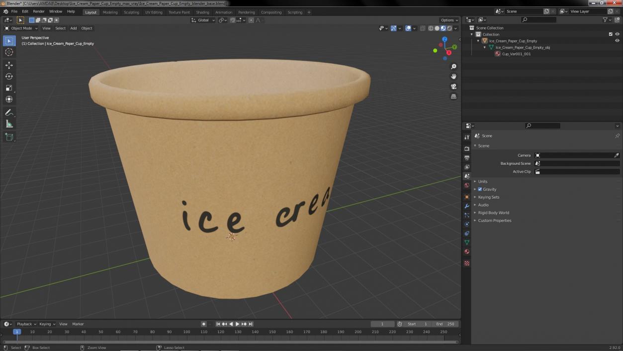 3D model Ice Cream Paper Cup Empty