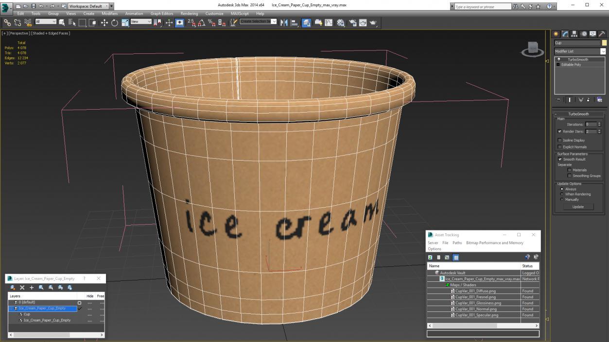 3D model Ice Cream Paper Cup Empty