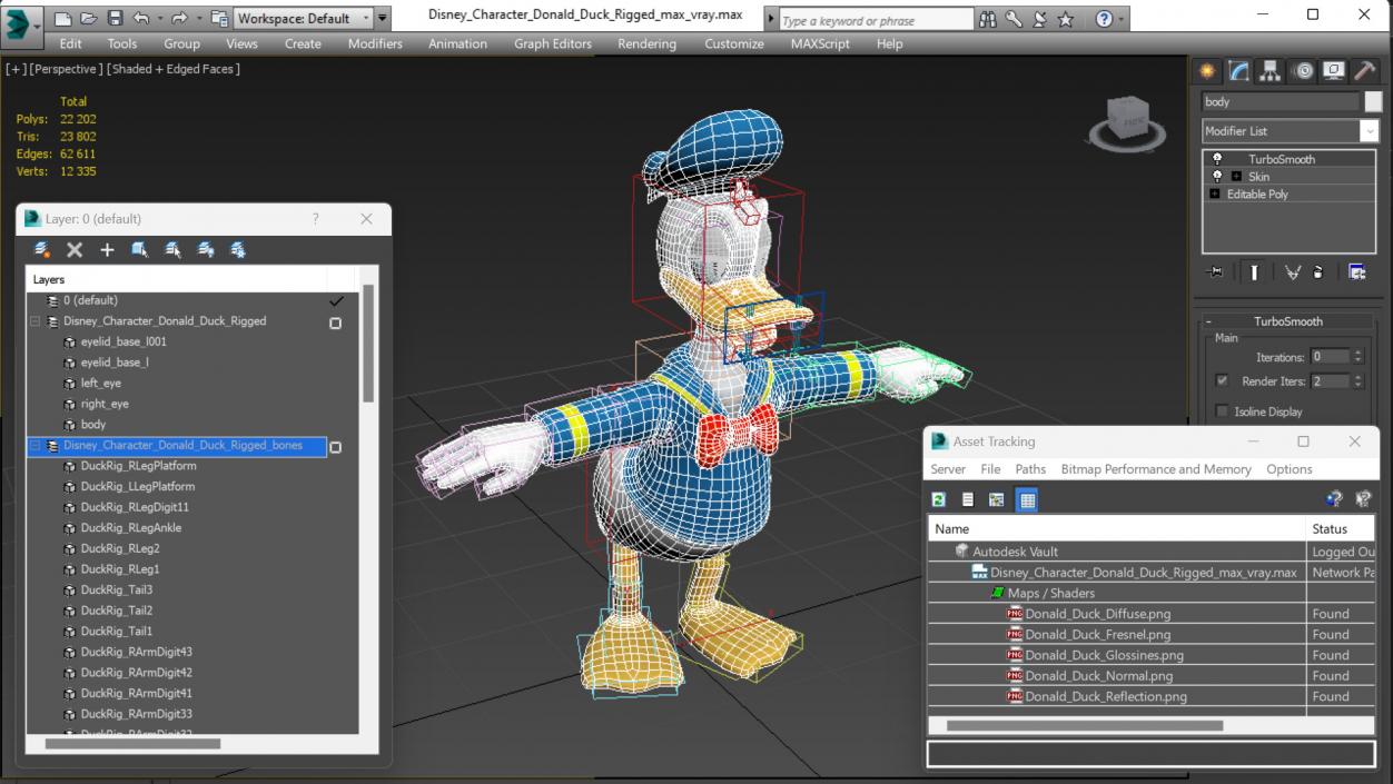 3D model Disney Character Donald Duck Rigged