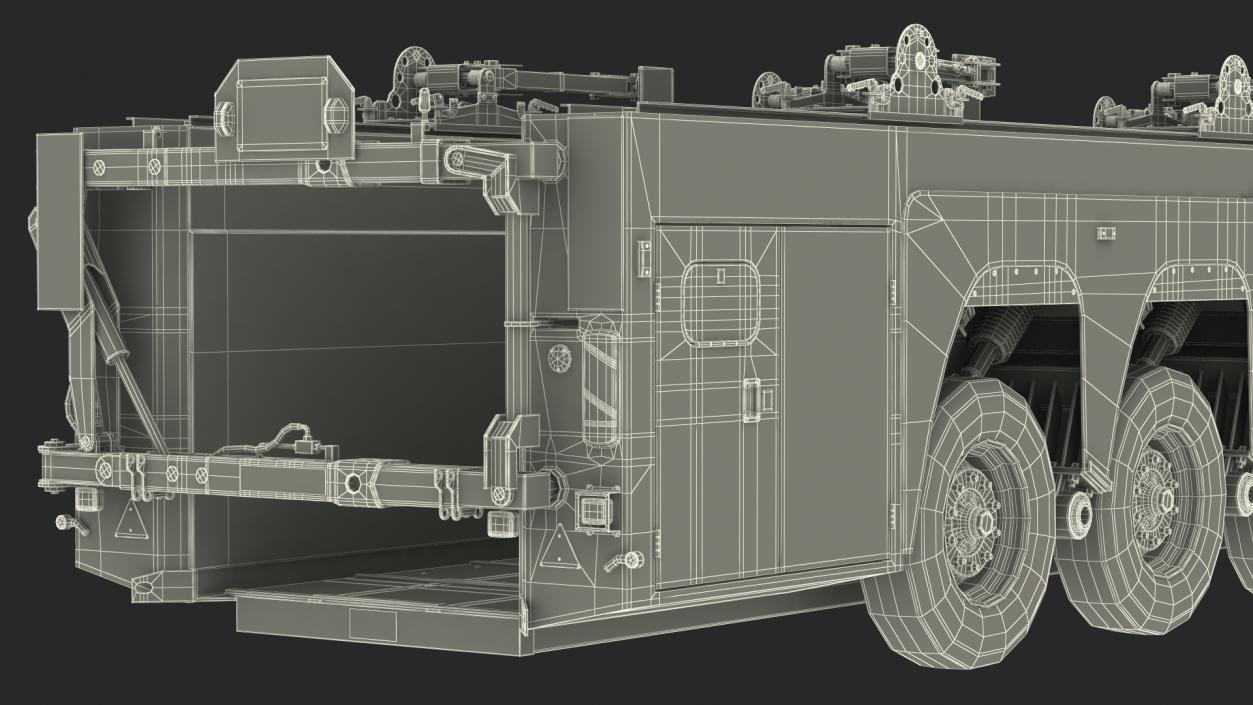 3D model Concrete Panel Semi Trailer Empty Rigged