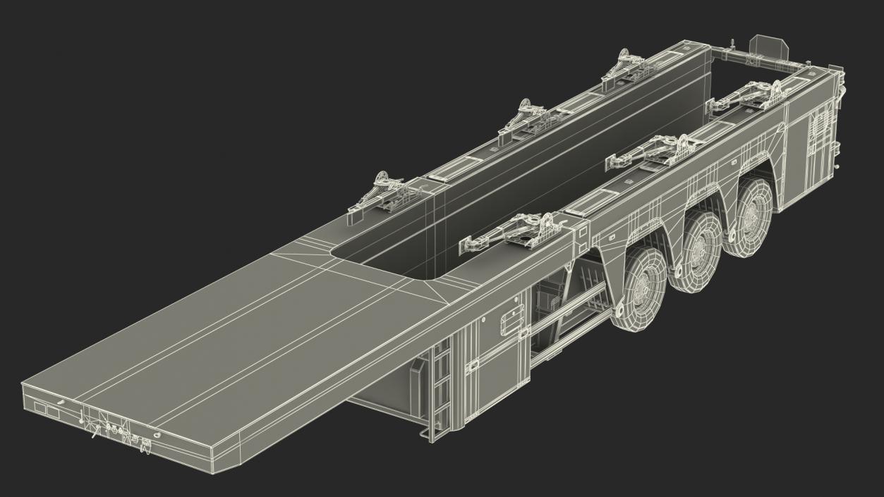 3D model Concrete Panel Semi Trailer Empty Rigged