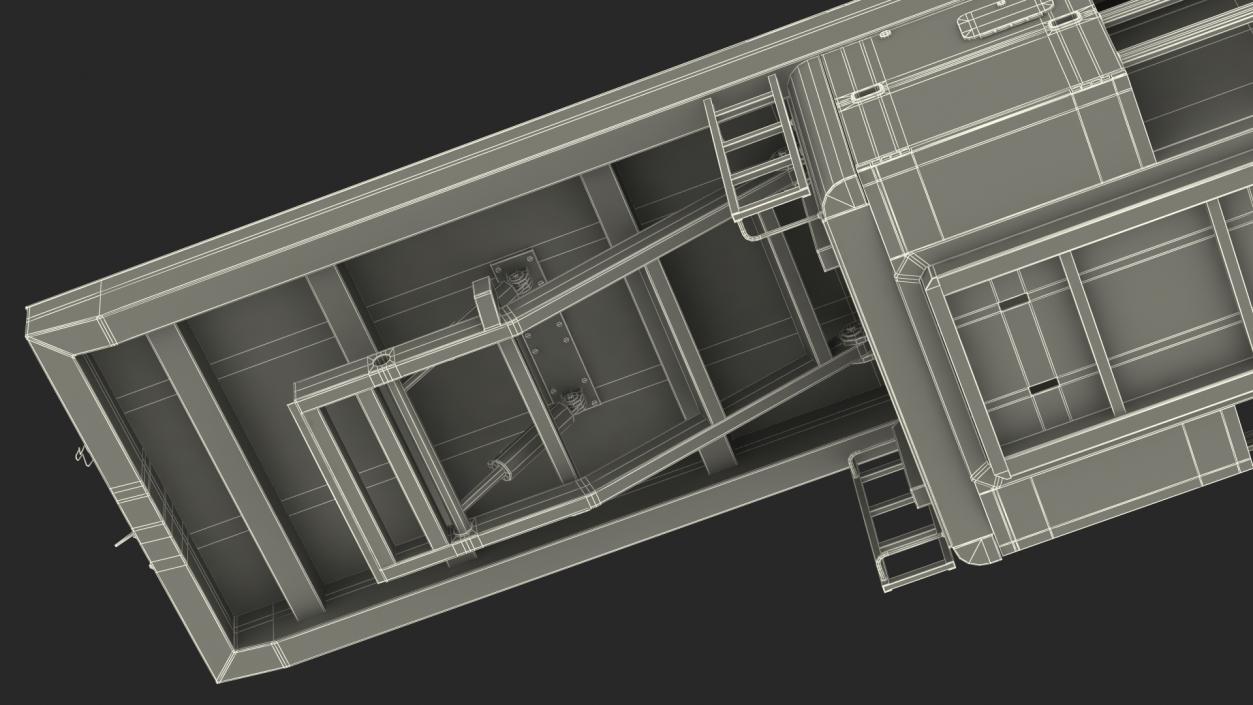 3D model Concrete Panel Semi Trailer Empty Rigged