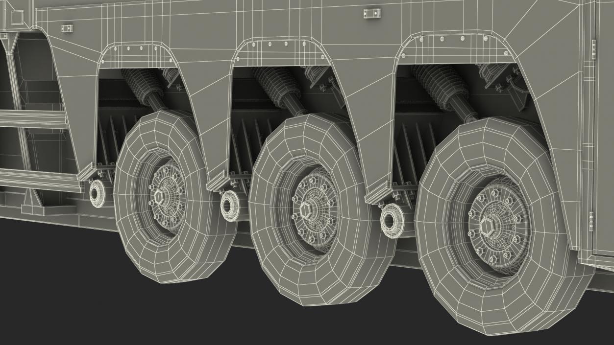 3D model Concrete Panel Semi Trailer Empty Rigged