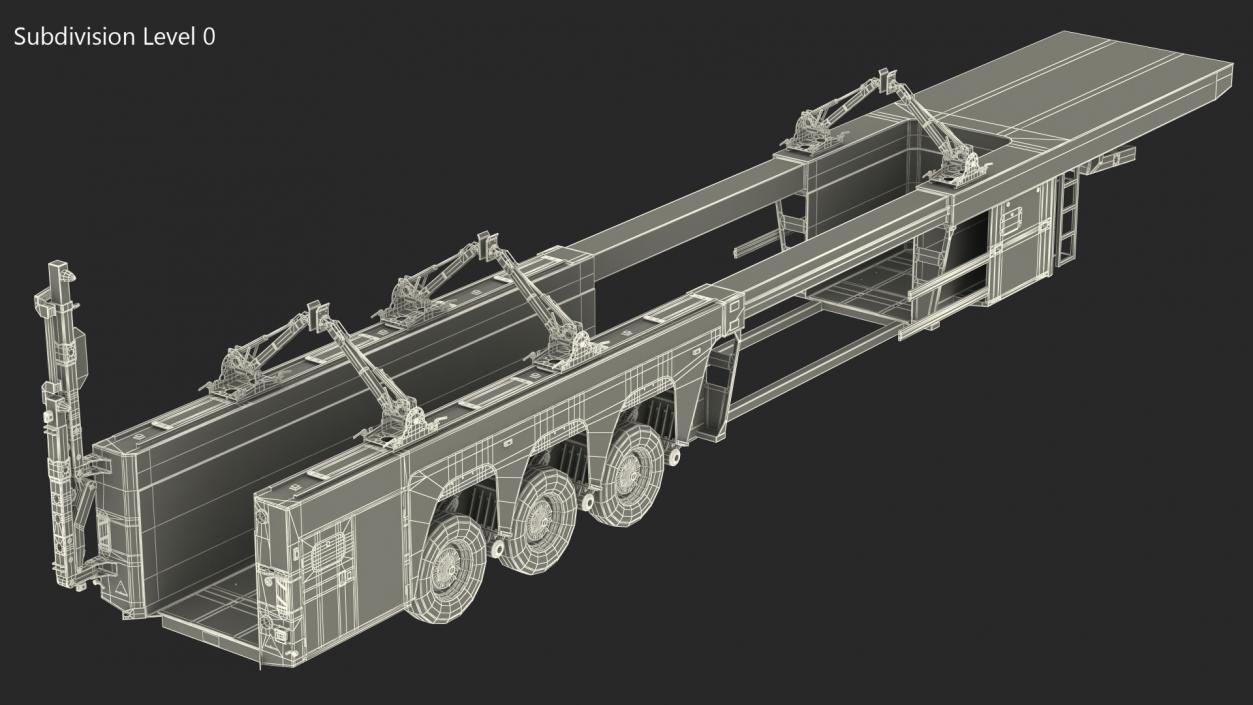 3D model Concrete Panel Semi Trailer Empty Rigged