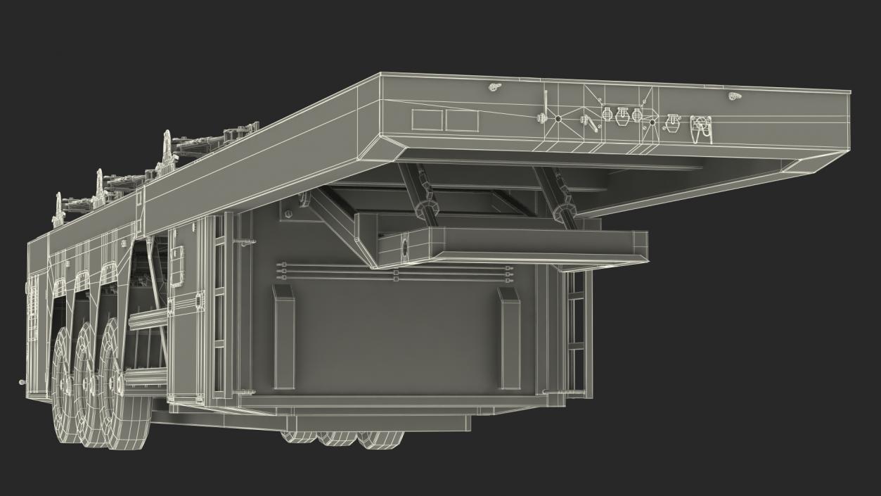 3D model Concrete Panel Semi Trailer Empty Rigged