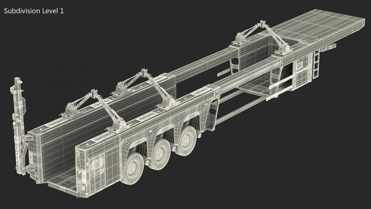 3D model Concrete Panel Semi Trailer Empty Rigged