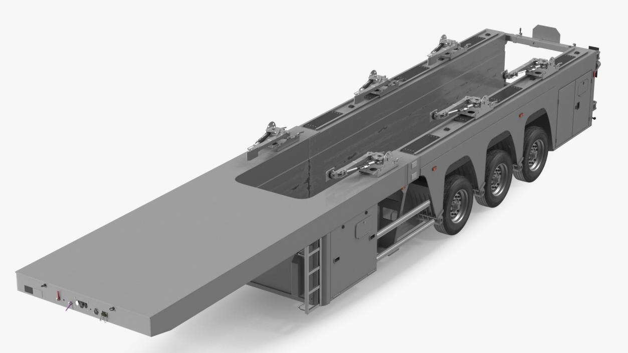 3D model Concrete Panel Semi Trailer Empty Rigged