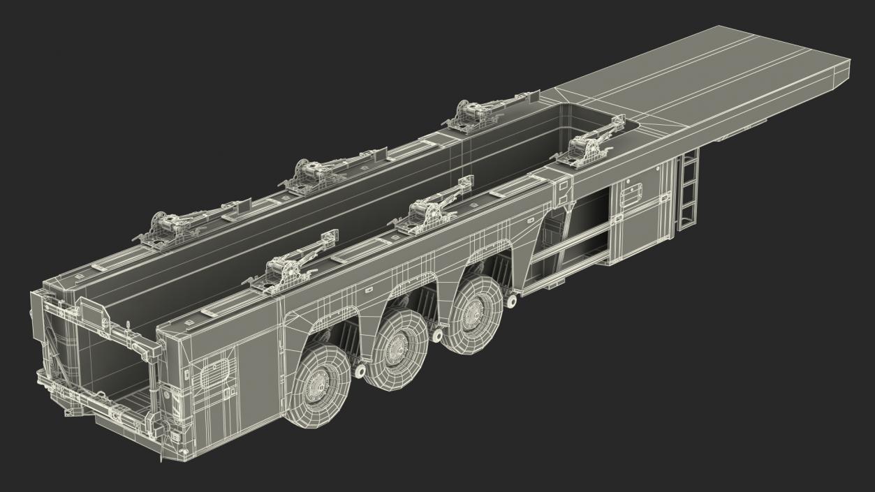 3D model Concrete Panel Semi Trailer Empty Rigged